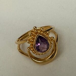 Genuine Amethyst Moon Ring size 7
